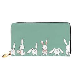 DEHIWI Easter Bunny Damen-Geldbörse, Leder, lang, mit Reißverschluss, Clutch, Reise-Geldbörse, Kreditkartenetui, Schwarz , Einheitsgröße von DEHIWI