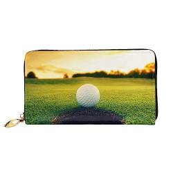 DEHIWI Golfplatz Leder Reißverschluss um Brieftasche Frauen Clutch Geldbörse Reise Kartenhalter Tasche Geschenk, Schwarz , Einheitsgröße von DEHIWI