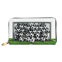 DEHIWI Grünes Fußballfeld Leder Reißverschluss um Brieftasche Frauen Clutch Geldbörse Reise Kartenhalter Tasche Geschenk, Schwarz , Einheitsgröße von DEHIWI