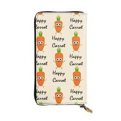 DEHIWI Happy Carrot Damen-Geldbörse, Leder, lang, mit Reißverschluss, Clutch, Reise-Geldbörse, Kreditkartenetui, Schwarz , Einheitsgröße von DEHIWI