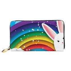 DEHIWI Happy Easter Bunny Leder Reißverschluss um Brieftasche Frauen Clutch Geldbörse Reise Kartenhalter Tasche Geschenk, Schwarz , Einheitsgröße von DEHIWI