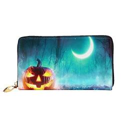 DEHIWI Happy Halloween Kürbisse Leder Reißverschluss um Brieftasche Frauen Clutch Geldbörse Reise Kartenhalter Tasche Geschenk, Schwarz , Einheitsgröße von DEHIWI