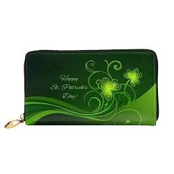 DEHIWI Happy St Patrick's Day Leder Reißverschluss um Brieftasche Frauen Clutch Geldbörse Reise Kartenhalter Tasche Geschenk, Schwarz , Einheitsgröße von DEHIWI