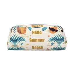 DEHIWI Hello Summer Beach Federmäppchen, wasserdicht, Leder, Federmäppchen, Reisetasche, Aufbewahrungstasche, Stifthalter für Arbeit, Büro, Make-up, silber, Einheitsgröße von DEHIWI