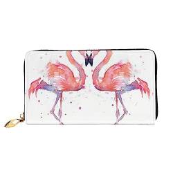 DEHIWI Ink Flamingos Leder Reißverschluss um Brieftasche Frauen Clutch Geldbörse Reise Kartenhalter Tasche Geschenk, Schwarz , Einheitsgröße von DEHIWI