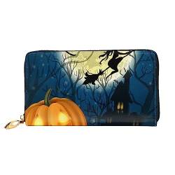 DEHIWI Kürbis Halloween Leder Reißverschluss um Brieftasche Frauen Clutch Geldbörse Reise Kartenhalter Tasche Geschenk, Schwarz , Einheitsgröße von DEHIWI