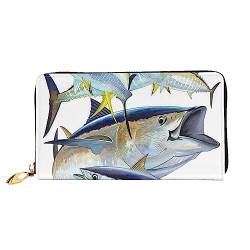 DEHIWI Lachs Fisch Leder Reißverschluss um Brieftasche Frauen Clutch Geldbörse Reise Kartenhalter Tasche Geschenk, Schwarz , Einheitsgröße von DEHIWI