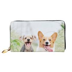 DEHIWI Lustige Hund Leder Reißverschluss um Brieftasche Frauen Clutch Geldbörse Reise Kartenhalter Tasche Geschenk, Schwarz , Einheitsgröße von DEHIWI