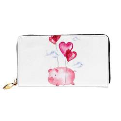 DEHIWI Lustige Piggy Leder Reißverschluss um Brieftasche Frauen Clutch Geldbörse Reise Kartenhalter Tasche Geschenk, Schwarz , Einheitsgröße von DEHIWI