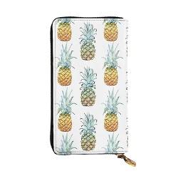 DEHIWI Modische Ananas-Damen-Geldbörse, Leder, lang, mit Reißverschluss, Clutch, Reise-Geldbörse, Kreditkartenetui, Schwarz , Einheitsgröße von DEHIWI