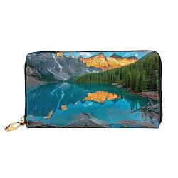 DEHIWI Natur Landschaft Leder Reißverschluss um Brieftasche Frauen Clutch Geldbörse Reise Karte Halter Tasche Geschenk, Schwarz , Einheitsgröße von DEHIWI