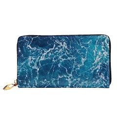 DEHIWI Sea Seen from The Top Leder Reißverschluss um Brieftasche Frauen Clutch Geldbörse Reise Kartenhalter Tasche Geschenk, Schwarz , Einheitsgröße von DEHIWI