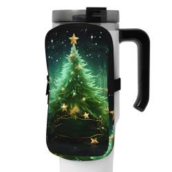 DEHIWI Wasserflaschen-Tasche, grüner Weihnachtsbaum, wasserdicht, mit Reißverschlussfach, für Fitnessstudio, Wasserflasche, Zubehör für Männer und Frauen, Schwarz , S von DEHIWI