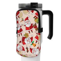 DEHIWI Wasserflaschen-Tasche mit Weihnachtsmotiv, Weihnachtsmann, wasserdicht, mit Reißverschlussfach, für Fitnessstudio, Wasserflasche, Zubehör für Männer und Frauen, Schwarz , M von DEHIWI