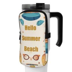 DEHIWI Wasserflaschentasche Hello Summer Beach Wasserdichter Trinkbecher Tasche mit Reißverschlussfach Gym Wasserflasche Tasche Zubehör für Männer Frauen, Schwarz , M von DEHIWI