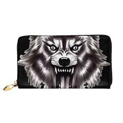 DEHIWI Werewolf HD Damen-Geldbörse, Leder, lang, mit Reißverschluss, Clutch, Reise-Geldbörse, Kreditkartenetui, Schwarz , Einheitsgröße von DEHIWI