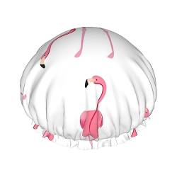 Flamingos Auf Weiß Duschhaube Wiederverwendbare Wasserdichte Bad Haar Kappe Schönheitssalon Spa Caps Haar Badekappen Für Frauen Mädchen Alle Haare von DEHIWI