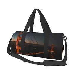 Golden Gate Bridge Turnbeutel mit Schuhfach, wasserdichte Sporttasche, tragbare Reisetasche, Wochenendtasche für Männer und Frauen, Schwarz , Einheitsgröße von DEHIWI
