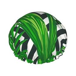 Grüne tropische Blatt Duschhaube Wiederverwendbare Wasserdichte Bad Haar Kappe Schönheitssalon Spa Caps Haar Badekappen Für Frauen Mädchen Alle Haare von DEHIWI