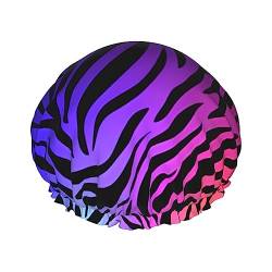 Lila Blau Grün Camouflage Zebra Streifen Duschhaube Wiederverwendbar Wasserdicht Bad Haar Kappe Schönheitssalon Spa Caps Haar Badekappen Für Frauen Mädchen Alle Haare von DEHIWI