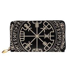 Magical Design Norse Runen Kompass Leder Reißverschluss Rund Geldbörse Frauen Clutch Geldbörse Reise Kartenhalter Tasche Geschenk, Schwarz , Einheitsgröße von DEHIWI