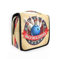 DEHOZO Kulturbeutel zum Aufhängen, Vintage-Bowling-Sportspiel, Aquarellblätter, Palmen, Baum, tragbare Make-up-Tasche, Reise-Organizer für Damen und Herren, faltbare Kosmetiktasche, Reisetaschen für von DEHOZO