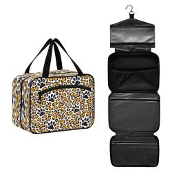 DEHOZO Reise-Kulturbeutel mit Leopardenmuster, Hundepfotenabdruck, hängende Make-up-Tasche, Organizer für Damen und Herren, tragbare Kosmetiktasche, Waschbeutel für Reiseutensilien, Kosmetikartikel, von DEHOZO