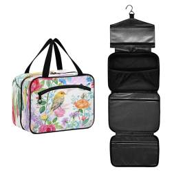 DEHOZO Vogel Schmetterling Frühling Blumen Reise Kulturbeutel, hängende Make-up-Tasche Organizer für Frauen Männer, tragbare Kosmetiktasche Waschbeutel für Reise Essentials Toilettenartikel Kosmetik von DEHOZO