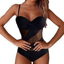 DELAIESI Badeanzug Damen Bauchweg Einteiliger,Badeanzug Damen Figurformend Einteilig Monokini Damen Sexy Teenager Hoher Beinausschnitt Badeanzug Damen mit Push Up Sport Badeanzug Damen mit Cups von DELAIESI