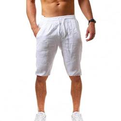 DELAIESI Kurze Leinenhose Herren Grün Yogahose Herren Leinen Chino Hose Herren Kariert Dunkelblau Sommerhose Herren Leinen Jogginghose Herren Slim Fit Leinenhose Herren Sommer von DELAIESI