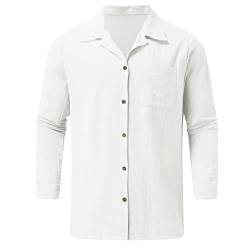Mens Fashion Casual Classic Top Shirts Einfarbiges Taschen-Baumwoll- und Leinenhemd Langarm-Top-Shirt Hemd Dicker Stoff Herren von DELAIESI