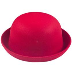 DELEY Damen Mädchen Filz Hut Wolle Hipster Retro Billycock Derby Bowler Mütze Hats Rot von DELEY