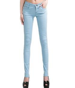 DELEY Damen Skinny Hose Pant Stretch Leg Jeans Juniors Röhre Leggings Treggings Hellblau S von DELEY