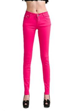 DELEY Damen Skinny Hose Pant Stretch Leg Jeans Juniors Röhre Leggings Treggings Hot Pink M von DELEY
