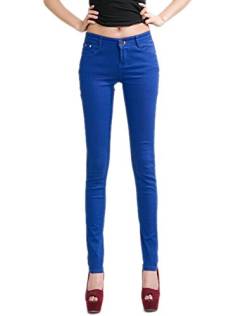 DELEY Damen Skinny Hose Pant Stretch Leg Jeans Juniors Röhre Leggings Treggings Königsblau M von DELEY