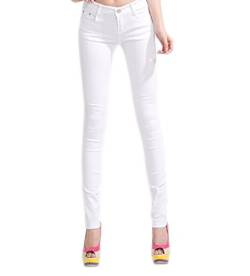 DELEY Damen Skinny Hose Pant Stretch Leg Jeans Juniors Röhre Leggings Treggings Weiß M von DELEY