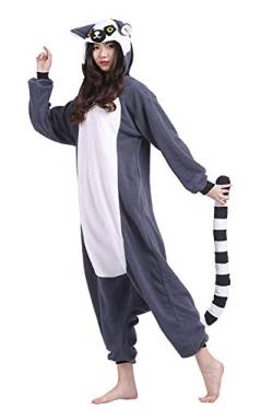 DELEY Unisex Erwachsene Anime Onesie Cosplay Kostüm Pyjamas Tiere Schlafanzug Hoodie Nachtwäsche Lemur L von DELEY
