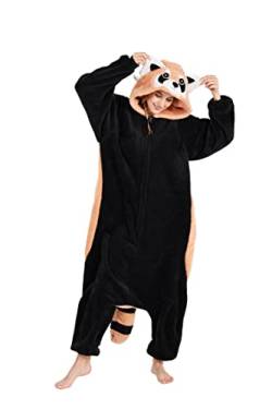 DELEY Unisex Erwachsene Waschbär Strampler, Halloween Cosplay Kostüm Tier Pyjamas Homewear Nachtwäsche Overall von DELEY