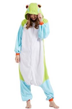 DELEY Unisex Erwachsener Frosch Strampler, Halloween Cosplay Kostüm Tier Pyjamas Homewear Nachtwäsche Overall von DELEY