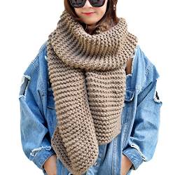 DELEY Unisex Paar Chunky Zopfmuster Wolle Stricken Lange Loop Schal Schals Halstücher Halstuch Umschlagtücher Rundschal Winterschal Kaffee von DELEY