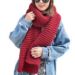 DELEY Unisex Paar Chunky Zopfmuster Wolle Stricken Lange Loop Schal Schals Halstücher Halstuch Umschlagtücher Rundschal Winterschal Rot von DELEY