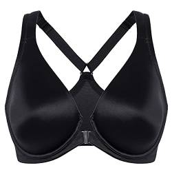 DELIMIRA Damen BH mit Vorderverschluss Seamless Bügel BHS Große Brüste Vollschalen Racerback Ungefüttert Schwarz 105B von DELIMIRA