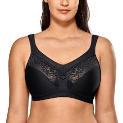 DELIMIRA Damen BH ohne Bügel Große Größen Minimizer BH mit Spitze Schwarz 85G von DELIMIRA