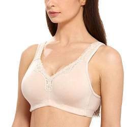 DELIMIRA Damen Cotton BH Ohne Bügel Grosse Grössen Vollschalen Baumwolle Ohne Polster Beige 85G von DELIMIRA