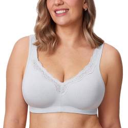 DELIMIRA Damen Cotton BH Ohne Bügel Grosse Grössen Vollschalen Baumwolle Ohne Polster French Grey 110F von DELIMIRA