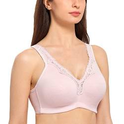 DELIMIRA Damen Cotton BH Ohne Bügel Grosse Grössen Vollschalen Baumwolle Ohne Polster Nacktes Rosa 80C von DELIMIRA