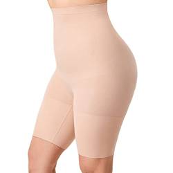 DELIMIRA Damen Miederhose mit Bein Miederpants Hohe Taille Bauch Weg Formender, Beige, 42 von DELIMIRA