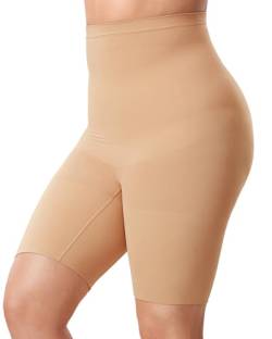 DELIMIRA Damen Miederhose mit Bein Miederpants Hohe Taille Bauch Weg Formender Natürlich 50-52 von DELIMIRA