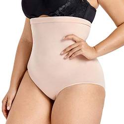 DELIMIRA Damen Miederslips mit Bauch-Weg-Effekt Figurenformend Miederhose High Waist Beige 40 von DELIMIRA