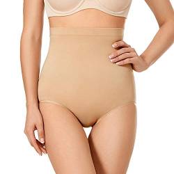 DELIMIRA Damen Miederslips mit Bauch-Weg-Effekt Figurenformend Miederhose High Waist Taupe 42 von DELIMIRA